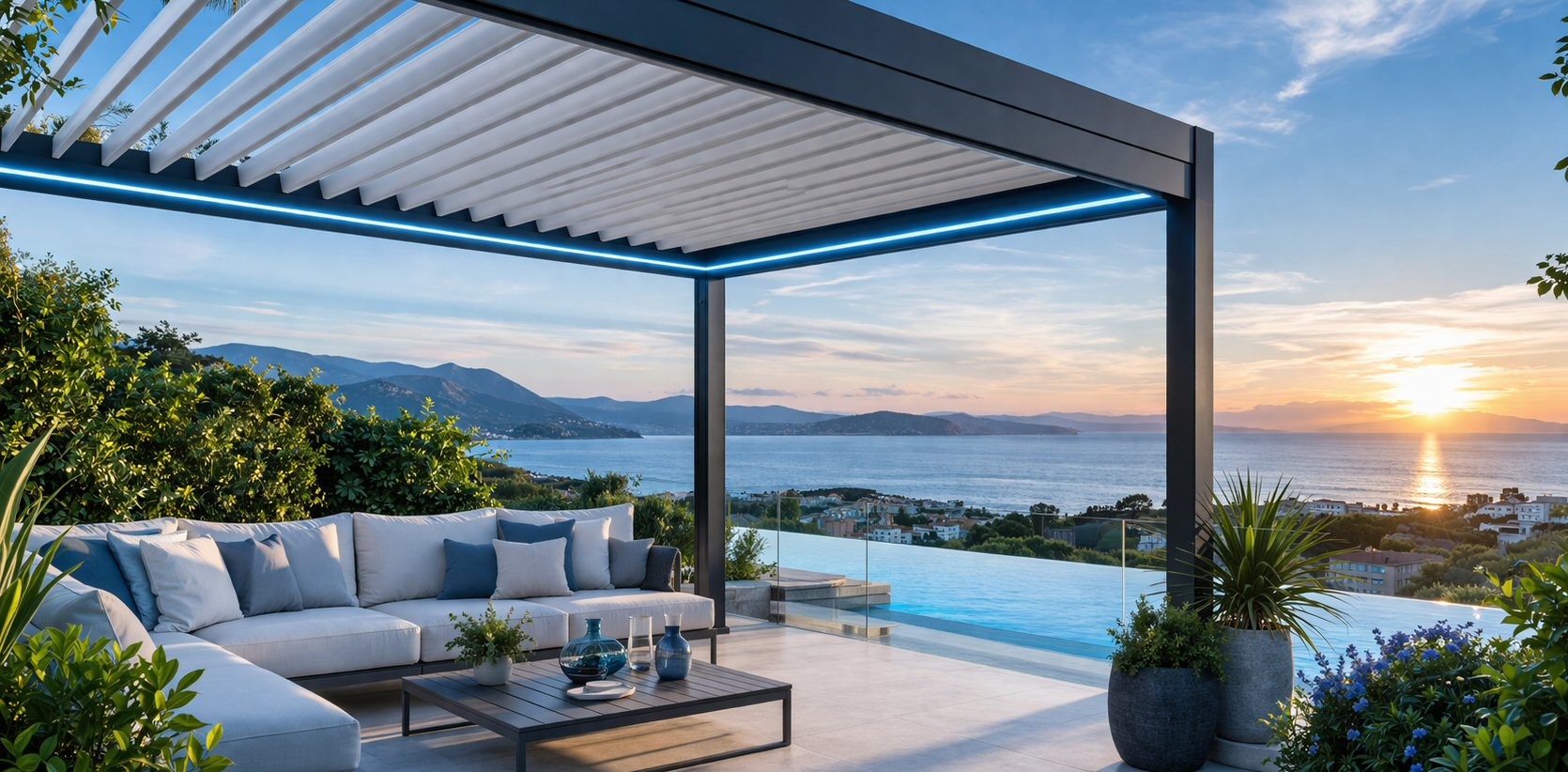 Pergola Bioclimatica Cagliari Patio di lusso vista mare Sardegna